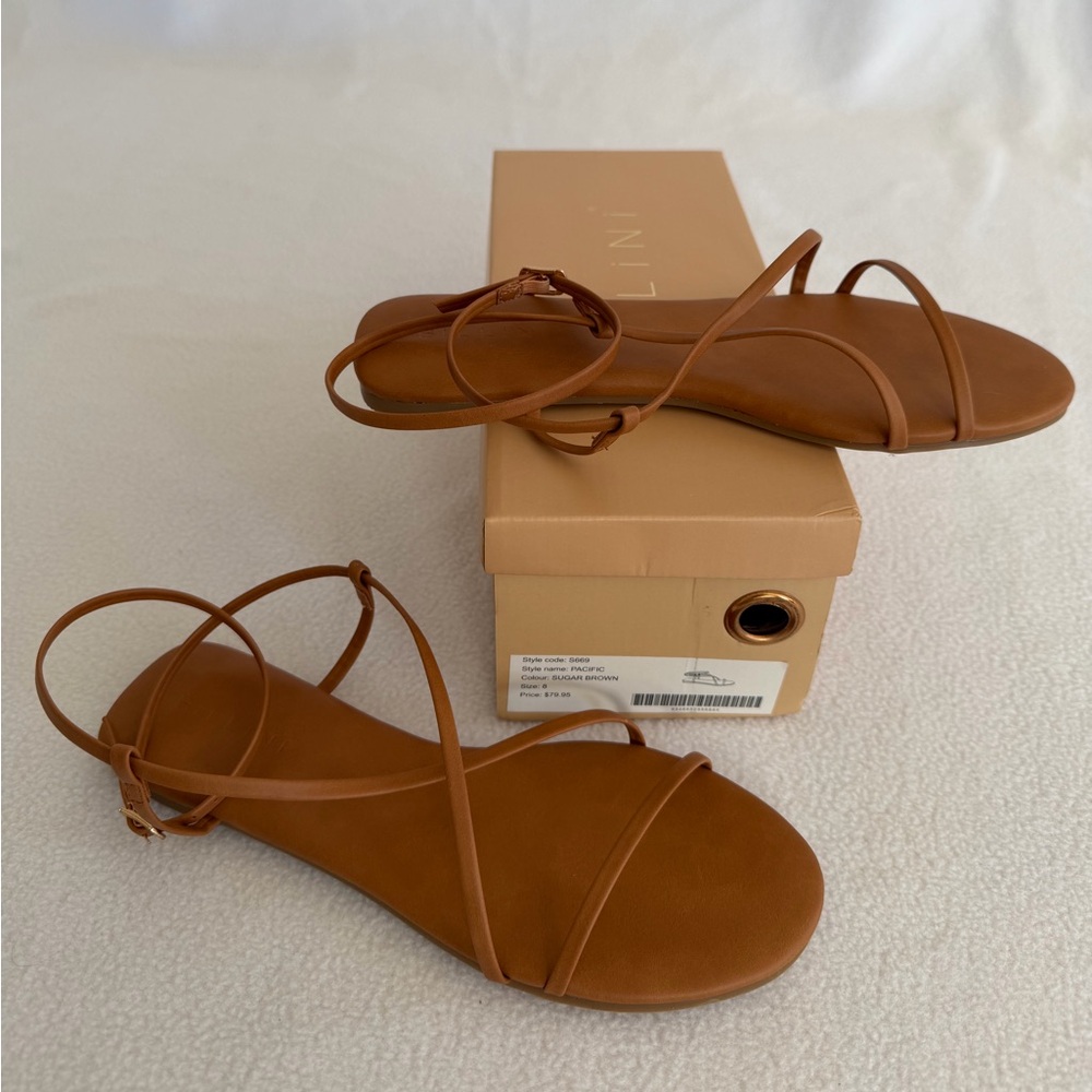 Billini Pacific Tan Strappy Flat Sandals